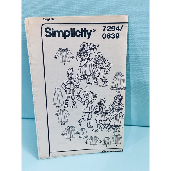 Simplicity 7294 CHILD Pirate Gypsy Hunchback Jester Costume Pattern UNCUT - Picture 6 of 7